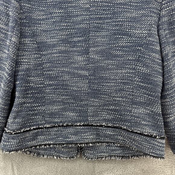 Ann Taylor Coat 10 Blue Tweed Crew Long Sleeves Pockets Lined Preppy Old Money - Picture 10 of 15